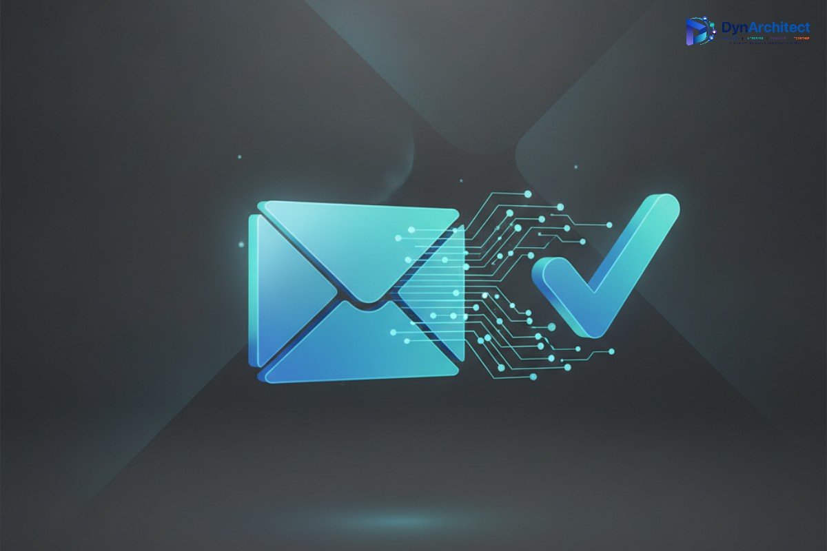 Abstract illustration of an AI agent autonomously processing and resolving an email through a neural network