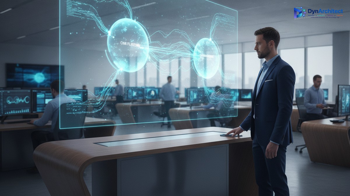 Solution architect reviewing a real-time data integration visualization between enterprise systems