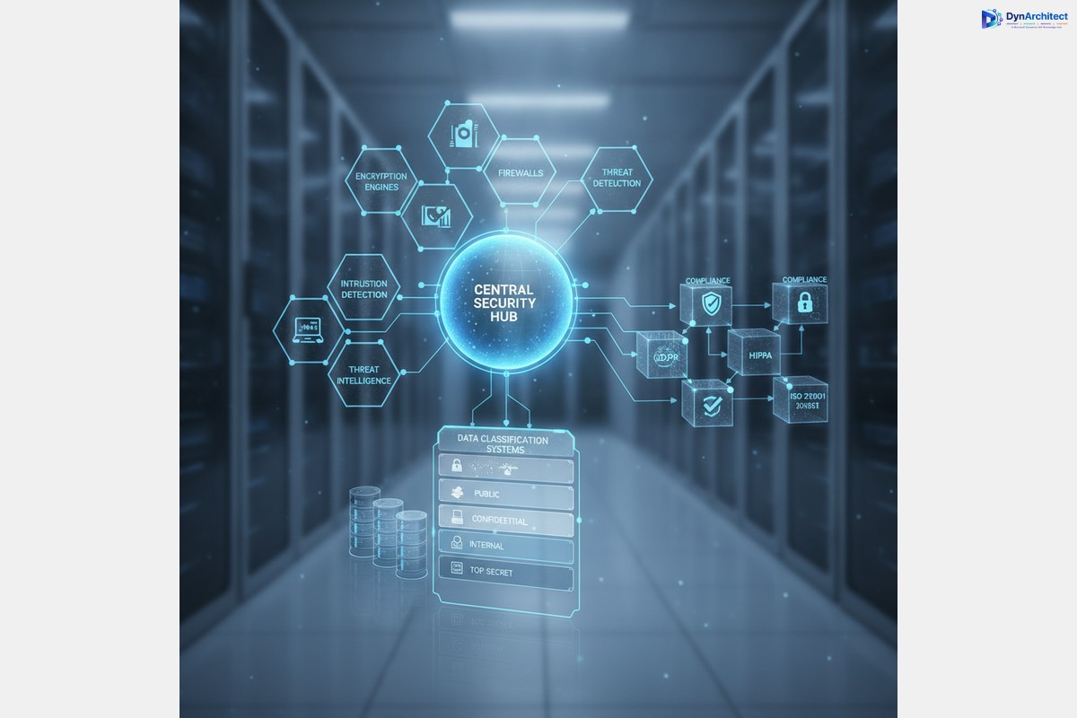 Enterprise security infrastructure showing data governance and compliance controls