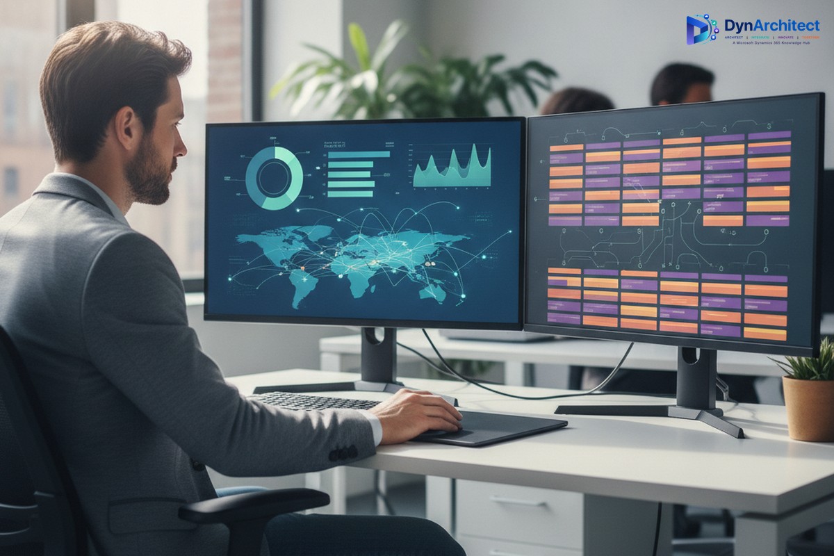 Solution architect configuring scheduling optimization goals and constraints in a Dynamics 365 Field Service admin interface
