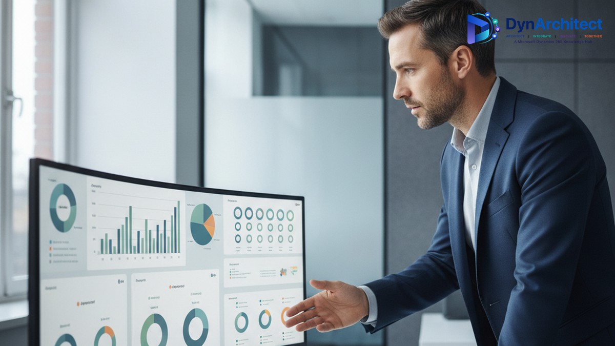 IT professional reviewing a Power Automate approval workflow dashboard on a monitor in a modern office
