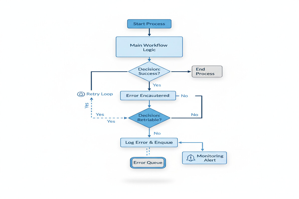 Error handling and retry logic flow diagram