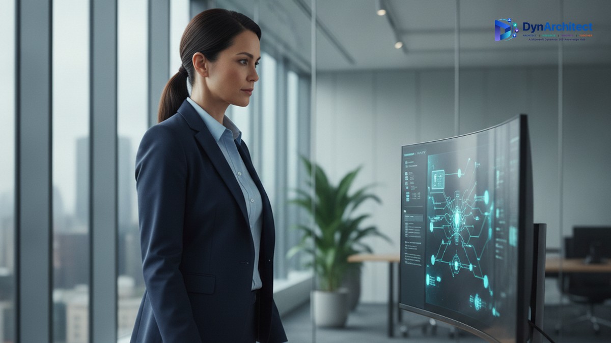 IT director reviewing an identity and access management dashboard, representing the Power Pages authentication provider decision