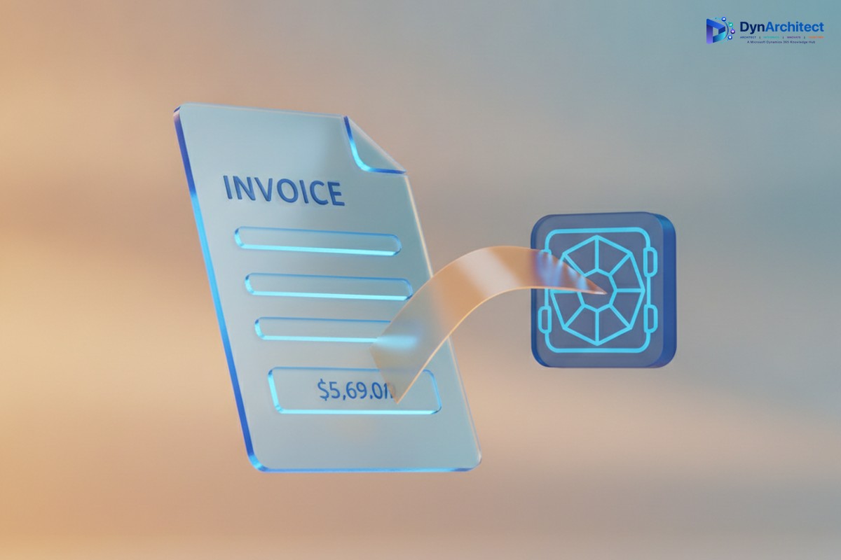 Abstract illustration of a digital invoice with a portion of its value being withheld into a separate ledger